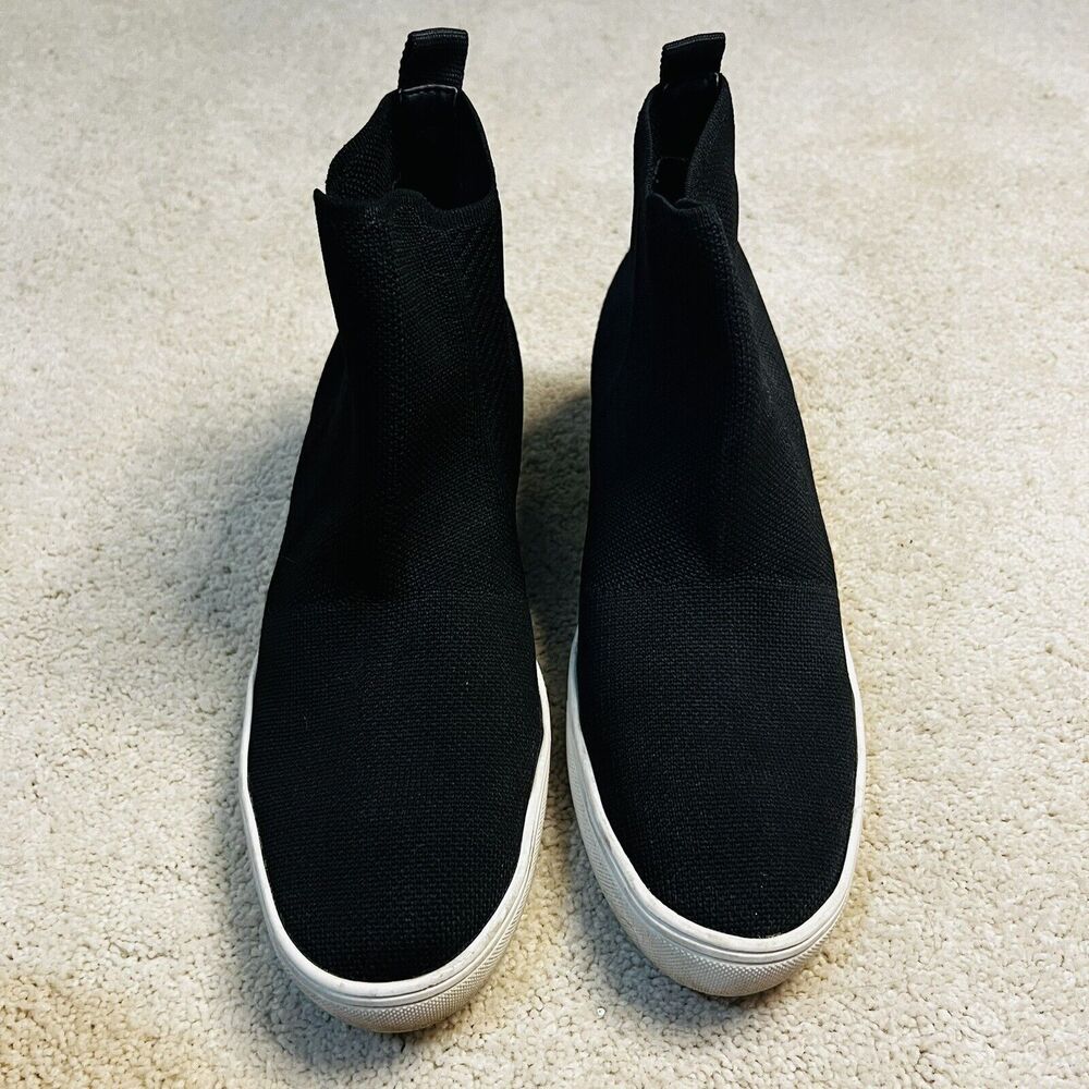 MIA Khloey Wedge Sneaker Women’s Size 9.5 M Black Pull On Knit Sock Comfort - Picture 3 of 9